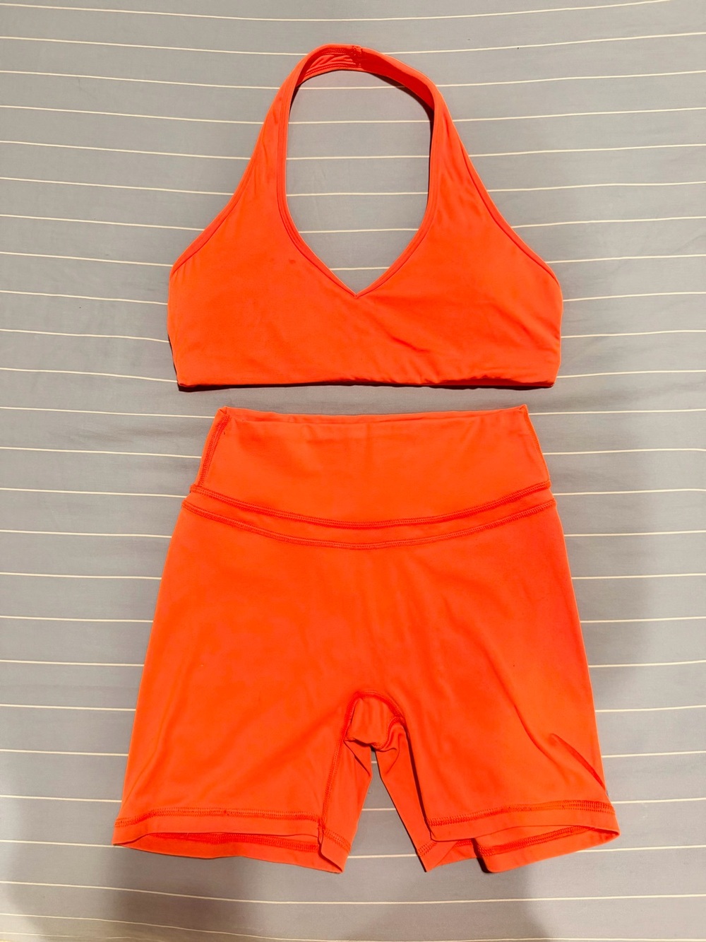 Paragon Fitwear Bright Orange Halter Sports Bra & High-Waist Shorts Set